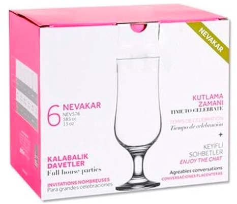 Acan Tradineur - Pack de 6 Copas - Modelo Nevakar - Capacidad: 385 ml - Ideal para Vino - Aptas para lavavajillas - Tamaño Aprox: Ø 6,5 x 19 cm
