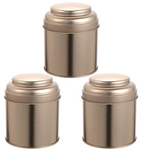 3 Pezzi Barattoli Di Lattine Ermetici Per Tè Sfuso, Caffè, Caramelle, Erbe E Spezie, Contenitori Portatili in Metallo (Oro Rosa)