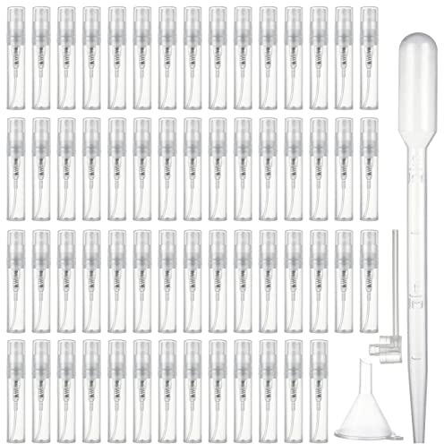 SENENQU 107 unidades de 3 ml pulverizador pulverizador de perfume, mini pulverizador de niebla fina, transparente, pulverizador vacío, 3 ml, cuidado corporal líquido, cosmética