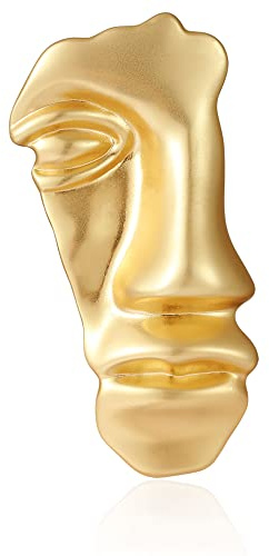 Golden Figure Face Mask Brooch - Vintage Minimalist Metal Brooches Women Men, Gold,Golden