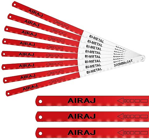 AIRAJ Juego de 8 Hojas de Sierra para Metal,Hoja Bimetálica de 300 mm,24 TPI,Hoja de Sierra Manual para Cortar Metal,Acero Inoxidable y Madera