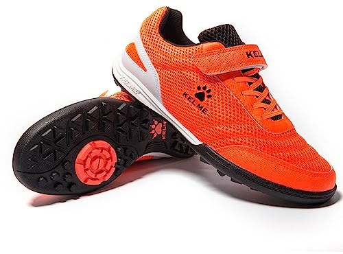 KELME Chaussures de Football garçons/Enfants Chaussures d'entraînement en Gazon Artificiel Filles Baskets Chaussures de Sport intérieur extérieur Gazon Chaussures de Football Unisexe Orange EU 33