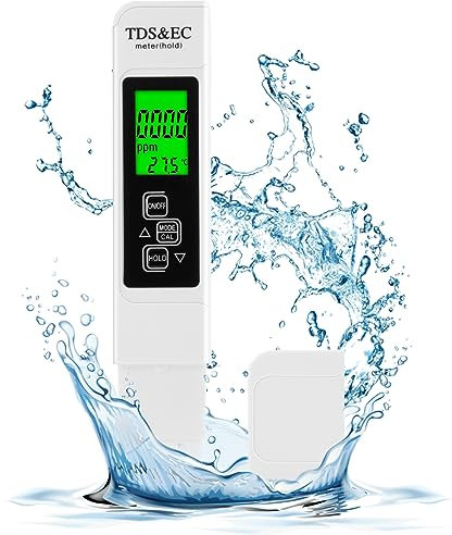 TDS Aideepen Appareil de mesure de l'eau potable, 3 en 1, TDS/EC ppm, avec rétroéclairage, testeur de qualité de l'eau pour piscine, eau potable, aquarium, piscine