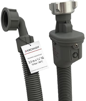 KIRCHHOFF 98657230 Waschmaschinenschlauch 2,5m, Zulaufschlauch mit 3/4 x 3/4 IG für Waschmaschine oder Spülmaschine, Wasserschlauch mit Aquastop