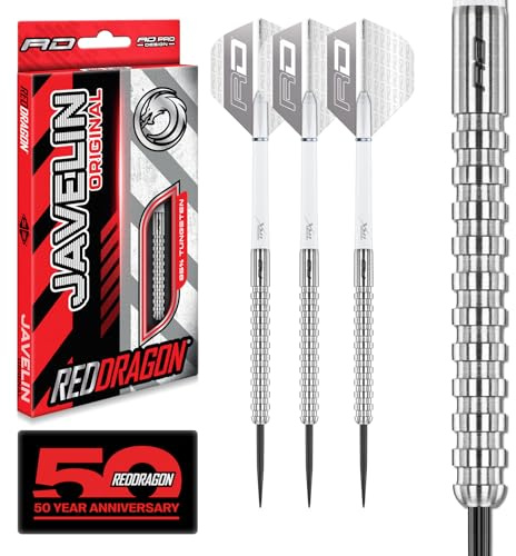 RED DRAGON Javelin Darts - Javelin Original - 85% Professional Tungsten Darts Set with Dart Flights and Shafts (Stems) - Steel Tip Points Available in 26g