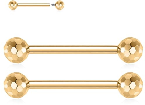 hengkaixuan G23 Titan bröstvårta skivstång 1 par ringar bröstvårta stänger rak stång kroppssmycken skivstång ögonbryn internt gängad tungpiercing 12 14 16 g, Titan, Ingen ädelsten