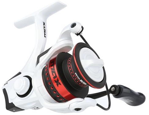 Abu Garcia MAX Pro Carrete Giratorio | Ligero y Duradero | Carrete de Pesca de Agua Dulce para Pescadores | Arrastre Suave, antirretroceso instantáneo | Lubina, Trucha, Leucoma | 3000H Blanco y Rojo