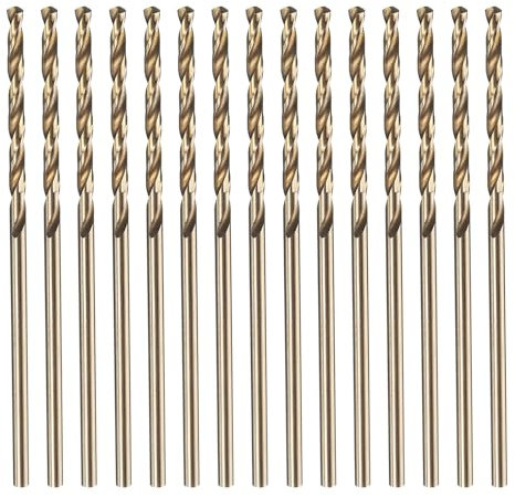 sourcing map 15pcs M35 Cobalt Twist Drill Bit Set 1.6mm Dia High-Speed Steel Metric Drill Bits 47mm Overall Length for Drilling Cutting Through Hard Metals Stainless Steel
