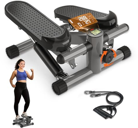 MIDERPAN Steppers for Exercise at Home, Mini Stpper with Resistance Bands, 331lbs Load Capacity Stair Stepper for Home, Portable Great Workout Exercise Equipment Stepper for Home Gym Office Travel