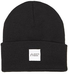 NORTH BEND NBLou Unisex Beanie Mütze Strickmütze modisch Outdoor Patch Aufnäher atmungsaktiv wärmend OneSize, Größe:ONE, Farbe:Black (1001)
