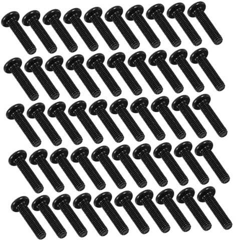 KONTONTY Juego De Tornillos Para Muebles 50 Piezas Tornillos De Cabeza Hueca Redonda Biselados De Acero Al Carbono Rosca Completa X 25 Color Negro