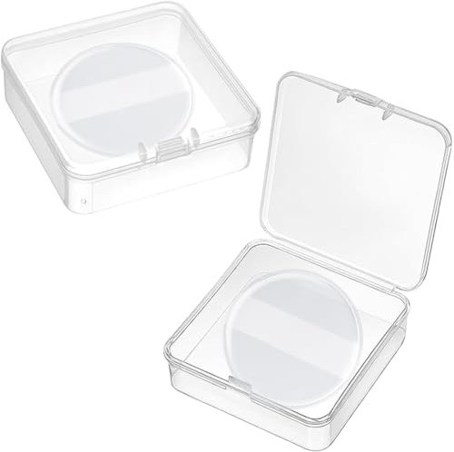 JEYORZY 2 Boîtes Mini Houppette Doigt et Houppettes Rondes, Bouffées de Poudre Cosmétique, éponges à Poudre Douce, Utilisation Humide et Seche pour Fond de Teint, Anti-cernes(Silicone)