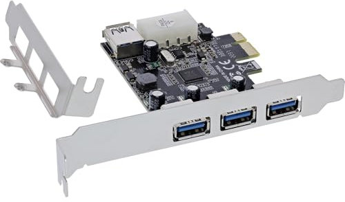 InLine Schnittstellenkarte, 3X+1x USB 3.2 Gen.1, PCIe, Molex kompatibler 4-Pin Stromanschluss, inkl. Low Profile Slotblech, 76662D