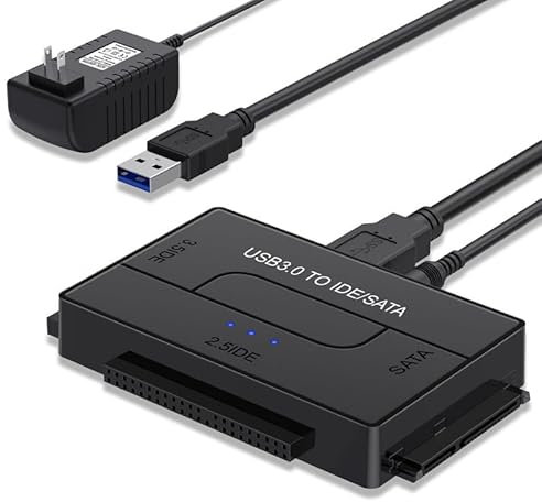 Adattatore USB 3.0 IDE/SATA, convertitore multifunzione per HDD/SSD, CD-ROM e DVD-RW, adattatore esterno con interruttore, compatibile con Mac OS/Windows