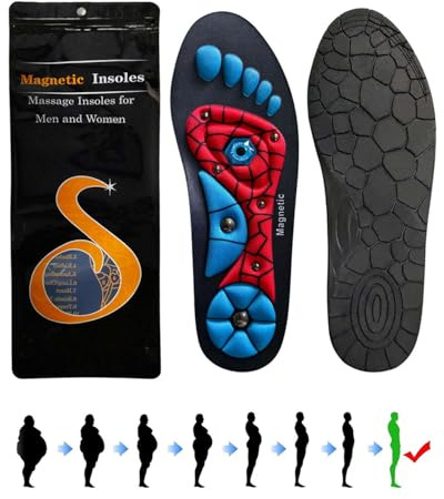 JUKOTA Plantillas Magnéticas, Plantillas Para Zapatos De Trabajo Para Aliviar La Fascitis Plantar Reflexología Plantillas De Acupresión Plantillas Ortopédicas Para Hombres Y Mujeres(Negro, M)