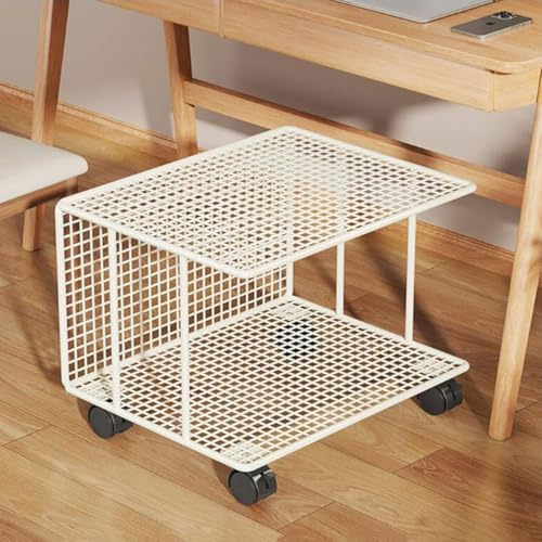 Supporto Per Stampante In Metallo Con Ripiano Portaoggetti, Carrello Per Stampante Sotto La Scrivania, Per L'organizzazione Dello Scanner In Ufficio Domestico(White,43x32x25cm)