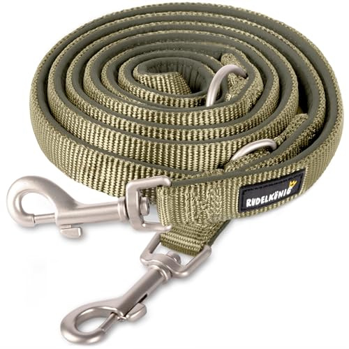 Rudelkönig Laisse Réglable Petit Chien Bella - Multifonction 2,30 m - Kaki