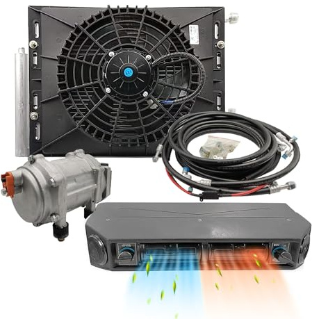 Gouku - Condizionatore d'aria universale 12 V per riscaldamento e raffreddamento sotto il cruscotto, kit A/C per furgoni, auto, camper, camion, risparmio energetico