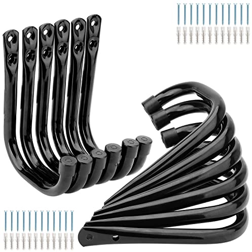 pipabiba Lot de 12 crochets de garage robustes en forme de J - Charge maximale : 20 kg - En acier - Organiseur de rangement pour tuyau d'arrosage, outils électriques (14 x 10,6 cm)