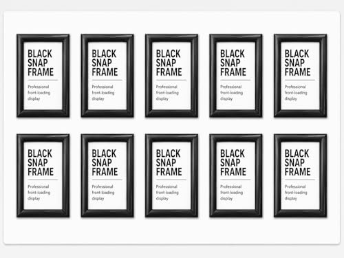 Deflecto A2 Snap Frame Black Pack of 10, Aluminium Clip Frame Wall Display | Front opening aluminium picture frame for posters, certificates and photos. Wall mount display for home, office or retail.