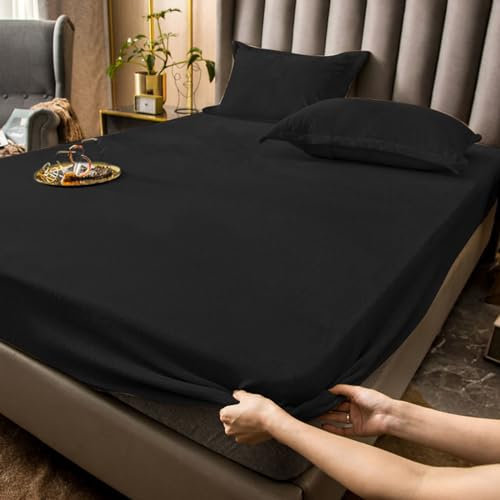 Tospass Flauschige Flanell Plüsch Spannbettlaken 180x200cm Warme Fleece Biber Samt Cashmere Touch Winter Spannbetttuch Kuschelig Bettlaken für Boxspringbett Topper Matratze bis 30cm Hohe Dunkelgrau