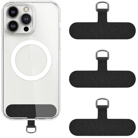simarro Handy Handykette Pads, 3 Stück Telefon Halteband Patch Universal Handykette Handy Lanyard Telefon Patch für Meisten Smartphones Wasserdicht Handy Pads für Kette Phone Strap(Schwarz)