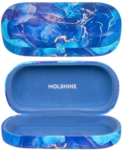 molshine Custodia rigida per occhiali da sole,custodia per occhiali classica grande per donna uomo,occhiali da sole(Marmo Blu)