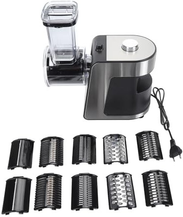 1000W Gemüseschneider Elektrisch, Elektrische Reibe, Elektrische Käsereibe, Edelstahlklingen, Salatzubereiter, One Touch Bedienung, Obstschneider für Zuhause,