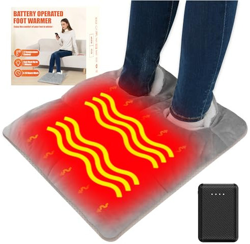 Fußwärmer，Elektrische Fußheizung 10000mAh Powerbank für Männer und Frauen mit 3 Temperaturstufen unter den Schreibtisch und das Bett Winter Heim und Bürogebrauch (Grau)