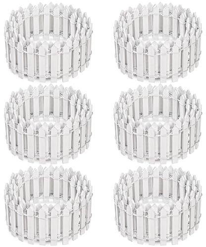 Elsjoy 6 Pieces 5×90cm Miniature Fairy Garden Fence, Decorative Wooden White Picket Fence Mini Wood Garden Fence, Mini Farm Fence for Crafts, DIY Diorama Project, Dollhouse, Plant Pot