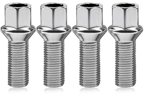 ZoeTekway Pack de 4 boulons de roue,boulons de roue à collier à billes,d'écrous de roue,compatible avec Audi A4 A6,compatible avec VW,compatible avec Passat,compatible avec Bora(M14*1,5 * 27mm)