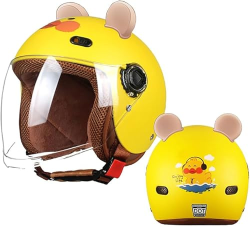 Casco Da Motociclista Per Bambini, Casco Da Scooter,Casco Aperto Con Visiera Parasole,Casco Da Scooter Per Ragazze, Casco Da Ciclomotore Per Ragazzo, Borsa A Sgancio Rapido,48-55Cm Q,48-55cm