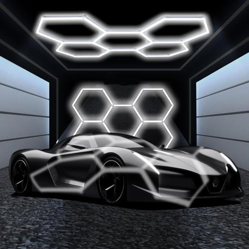 VASTFIRE Superljus sexkantig belysning för bil, garage, 23040 lm, för lager, verkstad, gym, källare, biltvätt (5-HEX)
