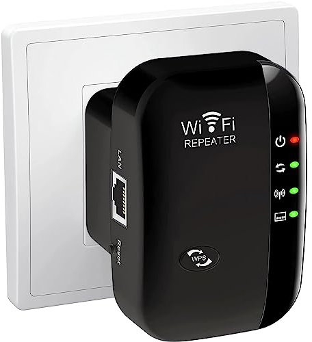 WLAN Verstärker 300Mbit/s 2,4GHz WLAN Repeater WiFi Repeater Ethernet-Port, WPS, AP Modus, LED abschaltbar, kompatibel zu Allen WLANs Geräten