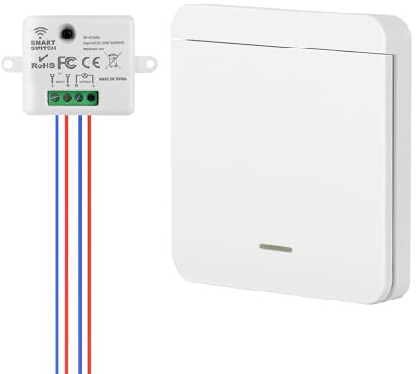 Funkschalter Funk Lichtschalter Funkschalter Licht Funk-Wandschalter Lampe Drahtloser Schalter, Keine Verkabelung Erforderlich