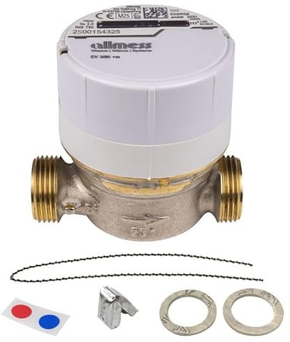 Allmess - Contatore universale Q3 2,5, lunghezza 80 mm, 3/4, acqua fredda e calda, taratura 2025