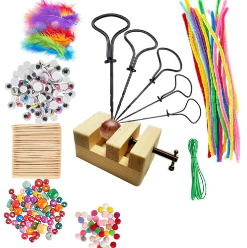Gorise Chestnut Craft Drilling Set with Rust-Proof Metal Tools Fall DIY Natural Material Decoration Punching Equipment Creative Handicraft Activity Set with 1.5-5mm Drill Bit