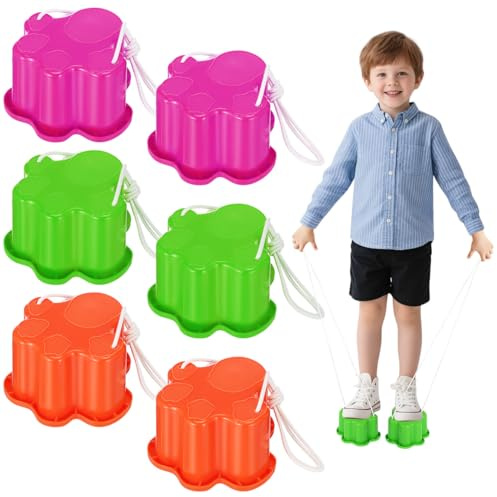 Toyvian Kinder Stelzen 6Er Set Mit Katzenkrallen-Design Leichte Kunststoff Becherstelzen Für Gleichgewichtstraining rutschfeste Plattform-Kinderstelzen Für Indoor Und Outdoor Spiel