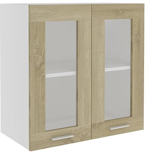 Tomostar Meuble Haut de Cuisine, Armoire Suspendue Cuisine Armoire en Verre Suspendue Lyon Chêne Sonoma 60 x 31 x 60 cm