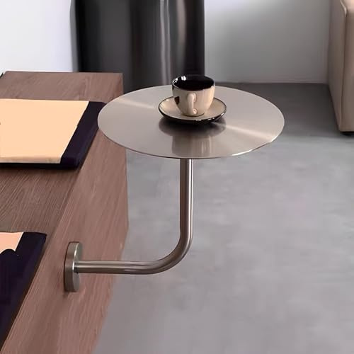 Wall Mounted Coffee Shop Small Round Table, Stainless Steel，Wall Mounted Desk, Floating Tables，35cm40cm Easy to Assemble(35cm)