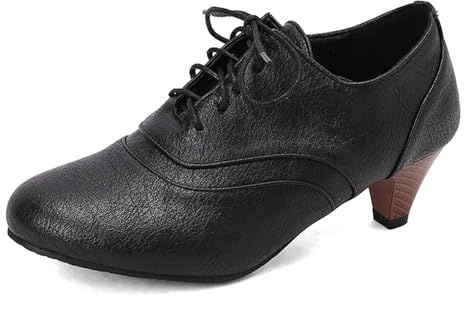 Botines de piel para mujer, hechos a mano, puntera cuadrada, con cordones, cremallera lateral, tacón alto y grueso, Black, 39.5 EU