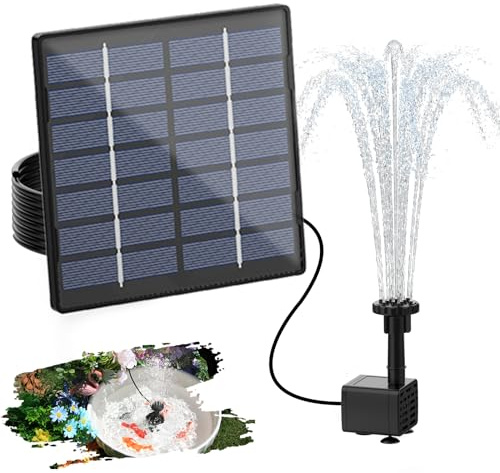 AISITIN Solar Springbrunnen für Außen, DIY Solar Teichpumpe Solar Fontäne Pumpe, Solar-Schwimmbrunnenpumpe mit 6 Fontänenstile für Wasserspiel,Garten