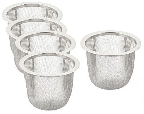 Sourcingmap Stainless Steel Round Mesh Reusable Tea Leaf Spice Teapot Filter Strainer 60mm Dia 5pcs