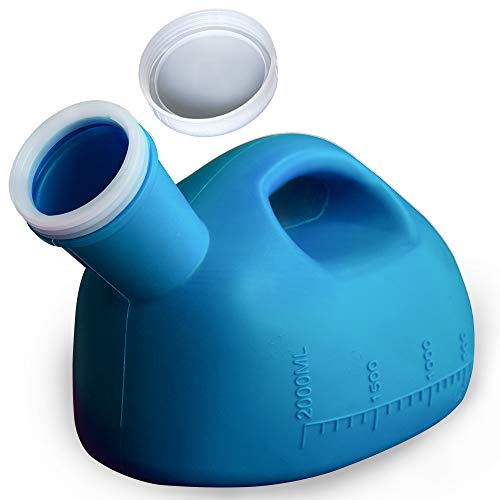2000ml Men's Urinal, Men's Urinal with Screw-On Lid, Portable Travel Urinal, Suitable for the Elderly, Individuals with Limited Mobility, Travel, Camping, and Bedside use at Home