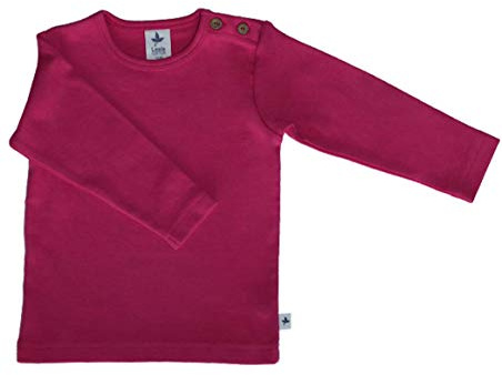 Leela Cotton Langarmshirt, rosa unisex T-shirt - barn och pojkar, Rosenröd, 62-68