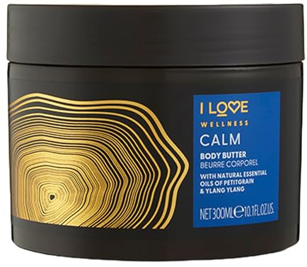 I Love Wellness Calm Body Butter – Rich Moisturiser with Petitgrain & Ylang Ylang Essential Oils – Avocado & Coconut Oil for Nourished, Silky Skin – Vegan & Cruelty-Free Skincare – 300ml