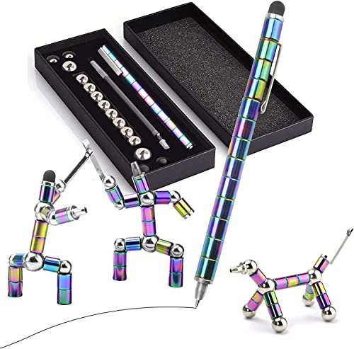 WOKICOR Stylo à bille magnétique, ensemble créatif et anti-stress, stylo à bille avec stylet tactile, nouveau cadeau professionnel pour hommes, femmes ou adolescents (couleur)