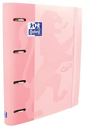 Oxford 400165363 Archivador 4 anillas, Tapas duras, Cierre con goma, Color Rosa, Tamaño A4