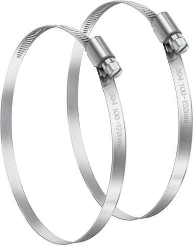 Bolatus Fascette Stringitubo 100-120 mm, 2 Pezzi Infiniti in Acciaio Inox 304 Regolabili, Fascette Stringitubo Antiruggine, Per Tubo della Benzina, Gasdotto, Tubo dell'Acqua