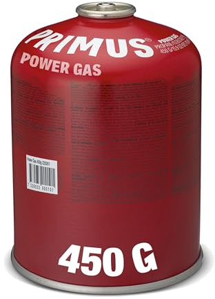 Primus Camping Gas Canister - Power Gas 1-Pack 450g - Standard Threaded Gas Canisters for Camping Stove - Mix of Isobutane & Propane Gas - EN417 Gas Cartridge for Camping Stove